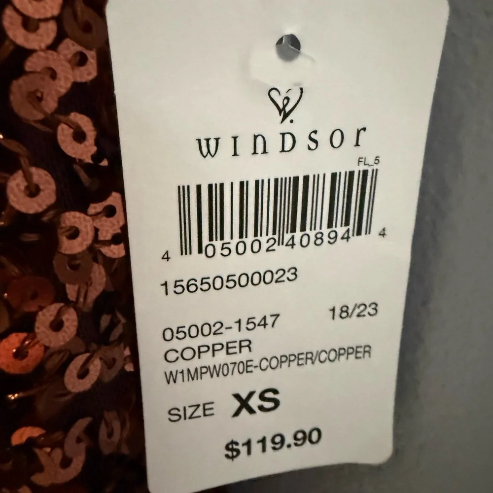 NWT Windsor Lyla Formal Sequined Floor Length Gown in Copper Women’s Size XS‎ - Picture 12 of 12
